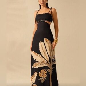 Chic Black and Gold Maxi Summer Dress